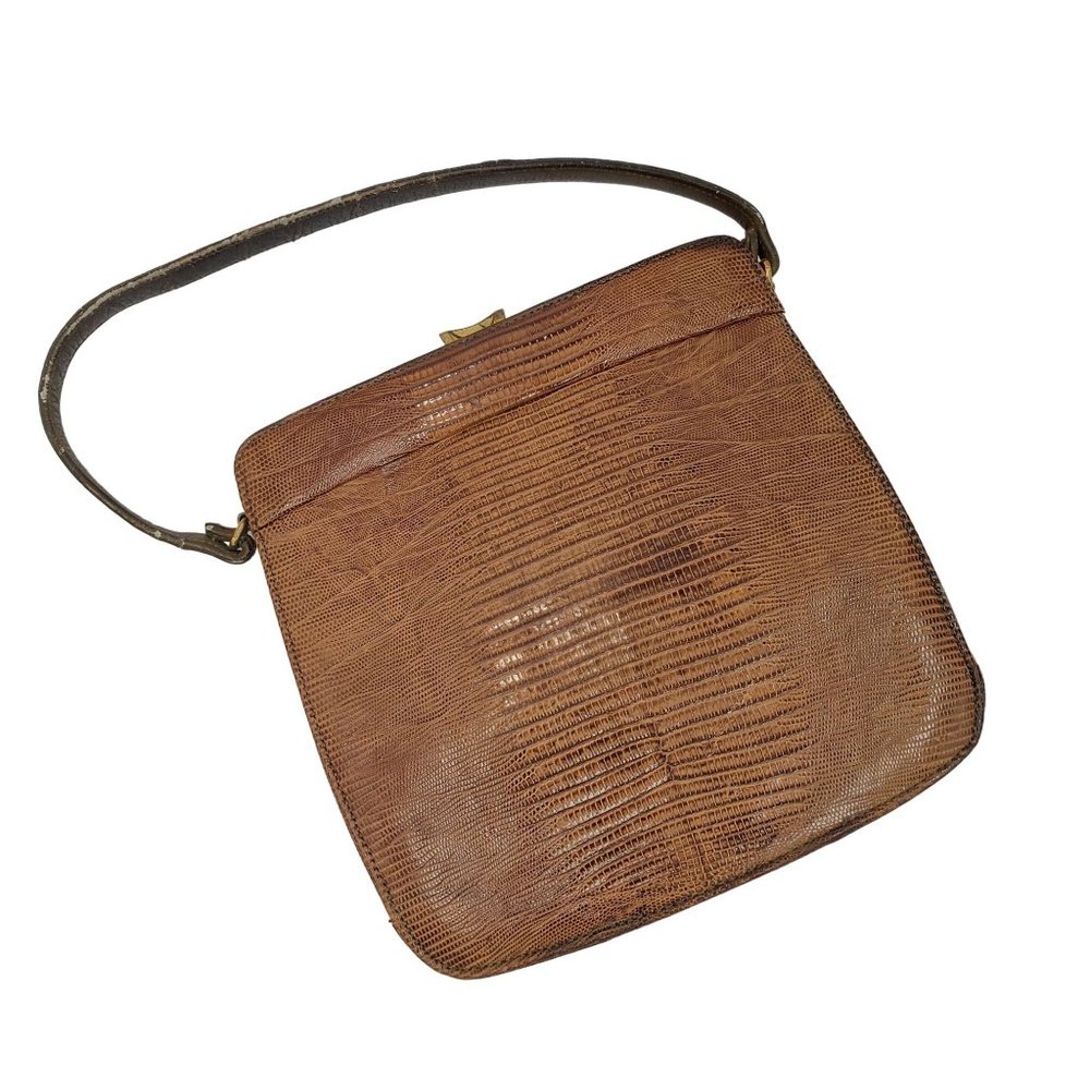 Vintage Palizzio Very NewYork Exotic Lizard Honey Brown Reptile Purse Bag Clutch - Picture 9 of 11